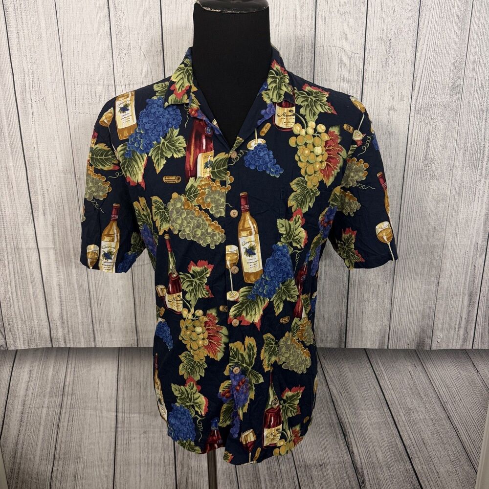 VTG Paradise Found Men's XL Multicolor Cotton Hawaiian Short Sleeve Button Shirt